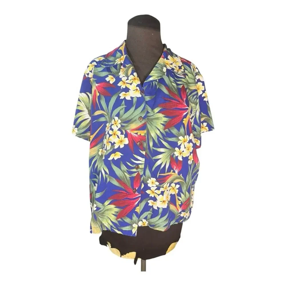 Vintage 90s Hilo Hattie Hawaiian Tropical Button Top Coord Maxi Dress Womens 20